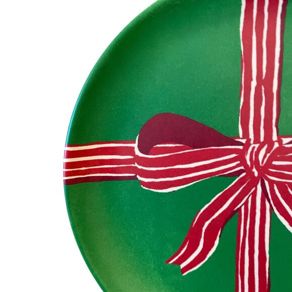 Target Threshold Red Bow Melamine Salad Plates 7in Set of 4 Holiday Green NEW - Picture 6 of 15